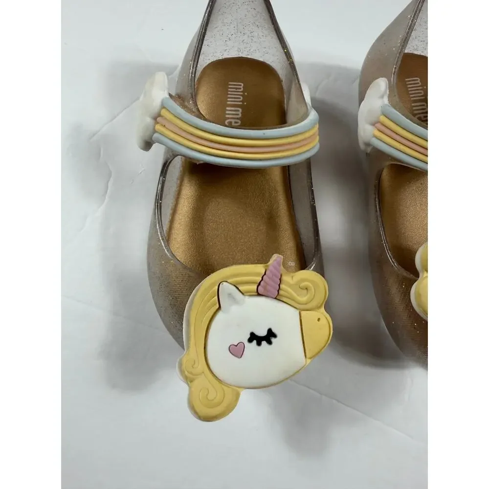 Mini Melissa Unicorn Rainbow Glitter Jelly Sandals Size 5 toddler